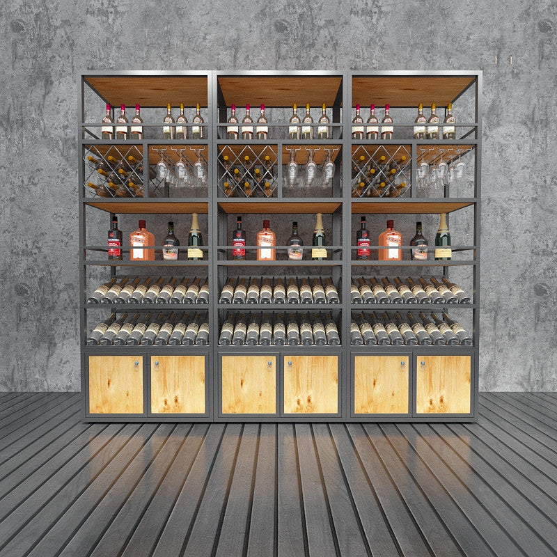 Modern Wine Bottle & Glass Rack Metal Floor Wine Rack Kitchen