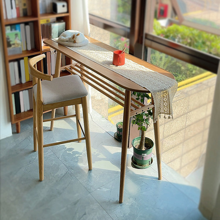 Natural Counter Height Pub Set 1/2/3 Pcs Solid Wood Bar Table and Upholstered Stools