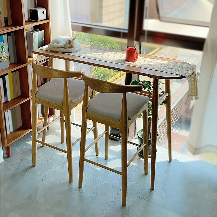 Natural Counter Height Pub Set 1/2/3 Pcs Solid Wood Bar Table and Upholstered Stools