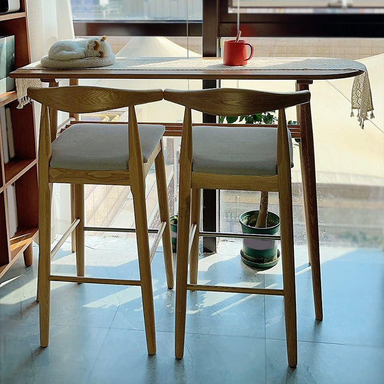 Natural Counter Height Pub Set 1/2/3 Pcs Solid Wood Bar Table and Upholstered Stools