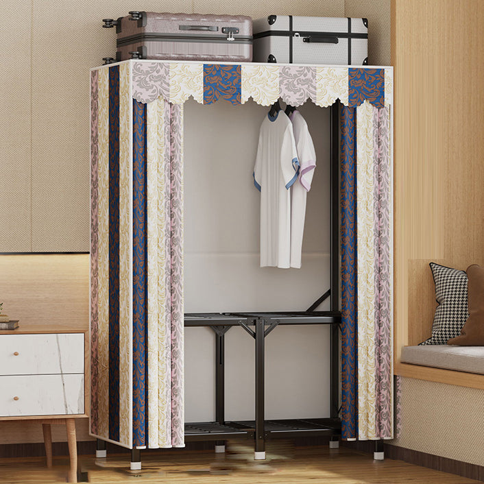 Modern Style Freestanding Wardrobe Armoire Metal Wardrobe with Shelves and Clothes Rail