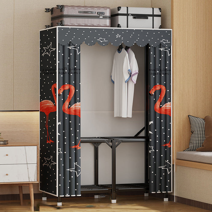 Modern Style Freestanding Wardrobe Armoire Metal Wardrobe with Shelves and Clothes Rail