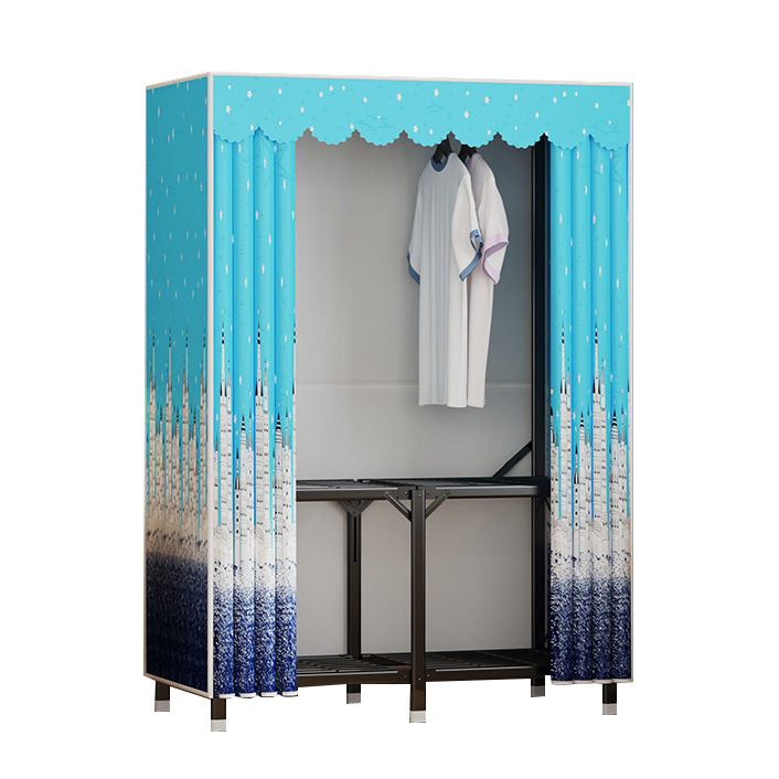 Modern Style Freestanding Wardrobe Armoire Metal Wardrobe with Shelves and Clothes Rail