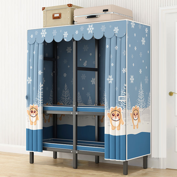 Modern Style Freestanding Wardrobe Armoire Metal Wardrobe with Shelves and Clothes Rail