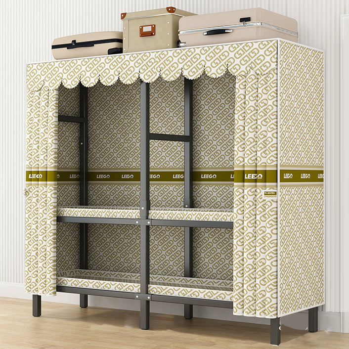 Modern Style Freestanding Wardrobe Armoire Metal Wardrobe with Shelves and Clothes Rail