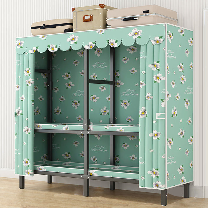 Modern Style Freestanding Wardrobe Armoire Metal Wardrobe with Shelves and Clothes Rail