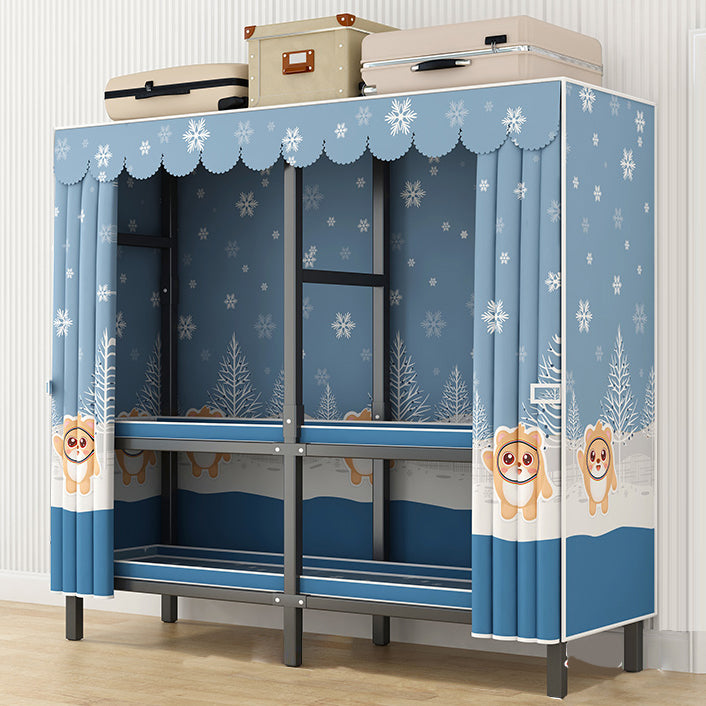 Modern Style Freestanding Wardrobe Armoire Metal Wardrobe with Shelves and Clothes Rail