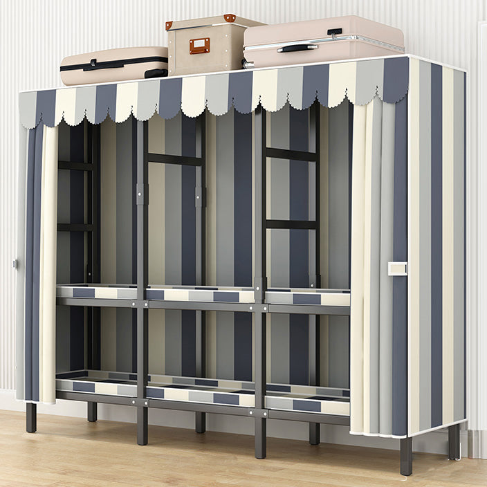 Modern Style Freestanding Wardrobe Armoire Metal Wardrobe with Shelves and Clothes Rail
