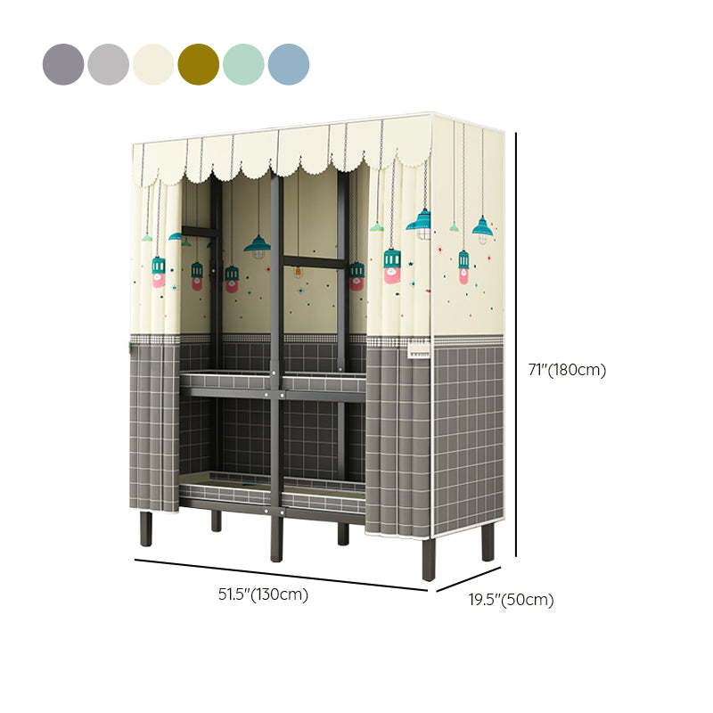 Modern Style Freestanding Wardrobe Armoire Metal Wardrobe with Shelves and Clothes Rail
