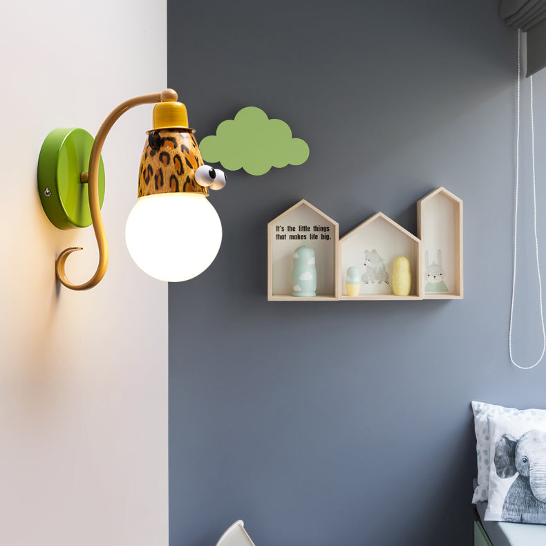 Dierenhoofd kleuterschool muur licht metaal metalen licht moderne schattige sconce lamp in groen