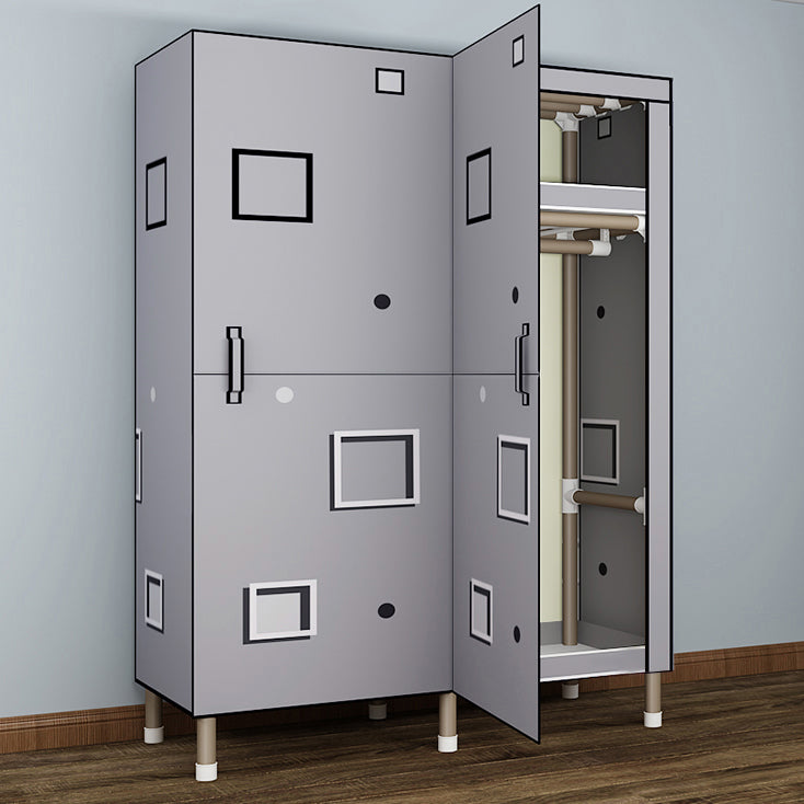 Foldable Freestanding Wardrobe Metal Frame Multifunctional Wardrobe for Bedroom