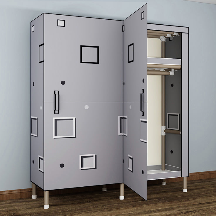 Foldable Freestanding Wardrobe Metal Frame Multifunctional Wardrobe for Bedroom
