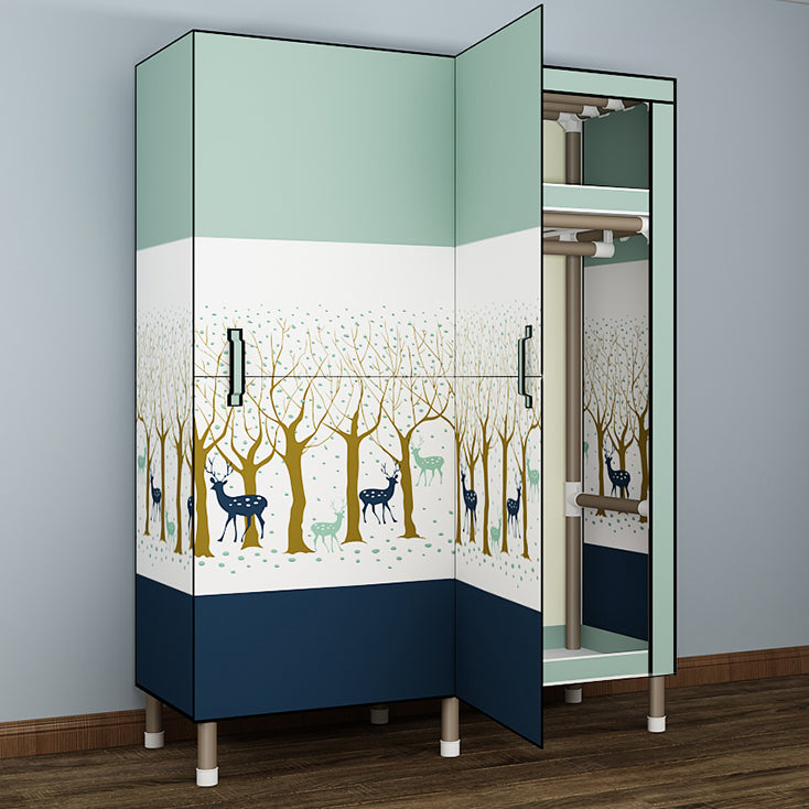 Foldable Freestanding Wardrobe Metal Frame Multifunctional Wardrobe for Bedroom