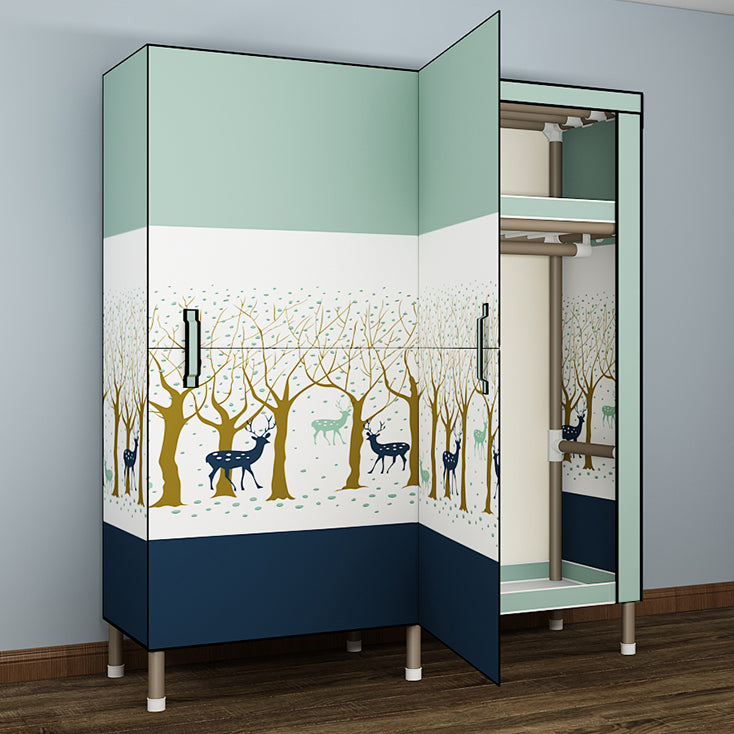 Foldable Freestanding Wardrobe Metal Frame Multifunctional Wardrobe for Bedroom