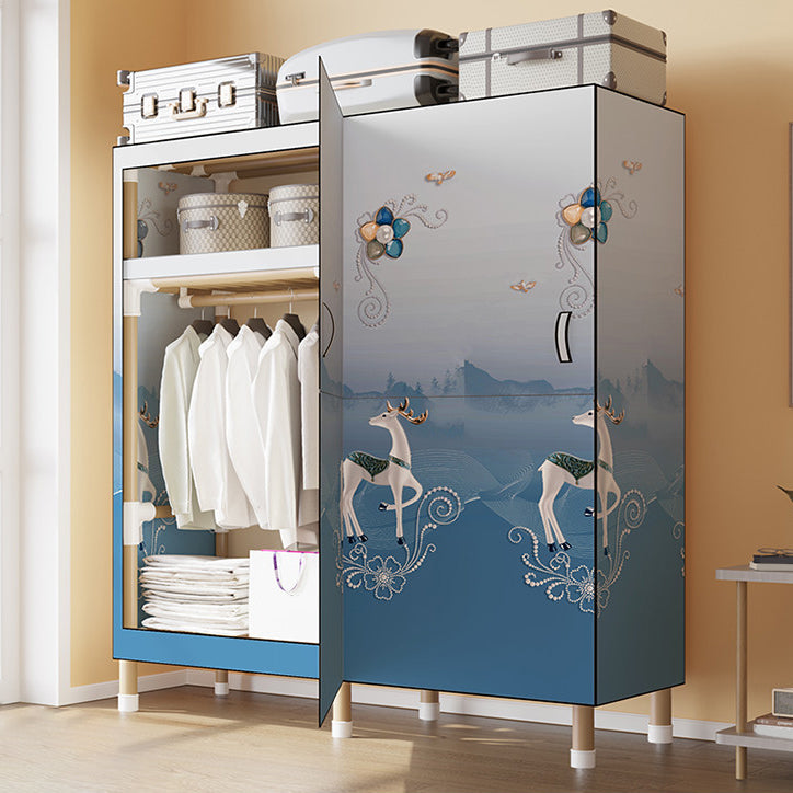 Foldable Freestanding Wardrobe Metal Frame Multifunctional Wardrobe for Bedroom