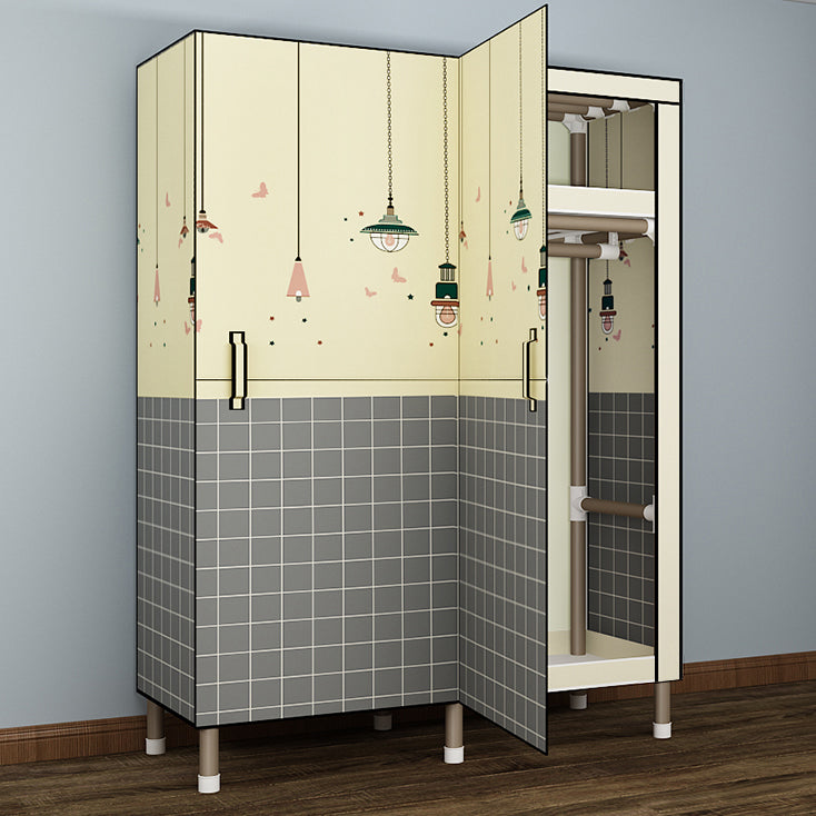 Foldable Freestanding Wardrobe Metal Frame Multifunctional Wardrobe for Bedroom