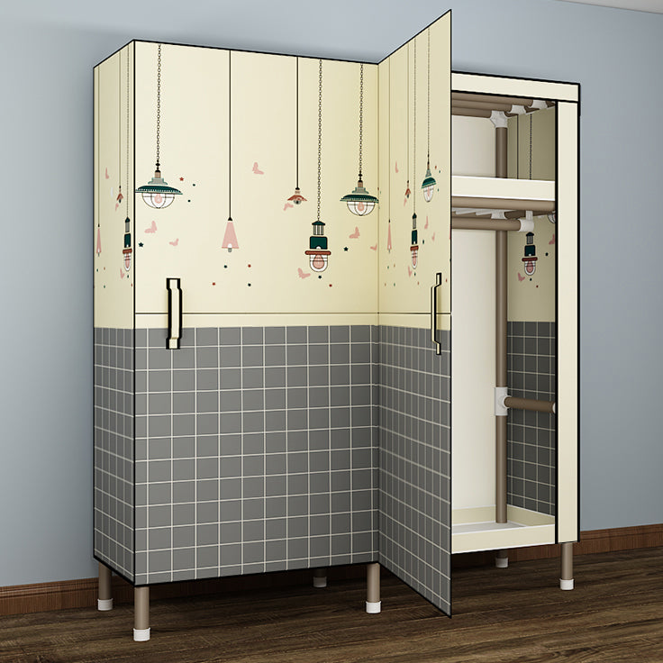 Foldable Freestanding Wardrobe Metal Frame Multifunctional Wardrobe for Bedroom