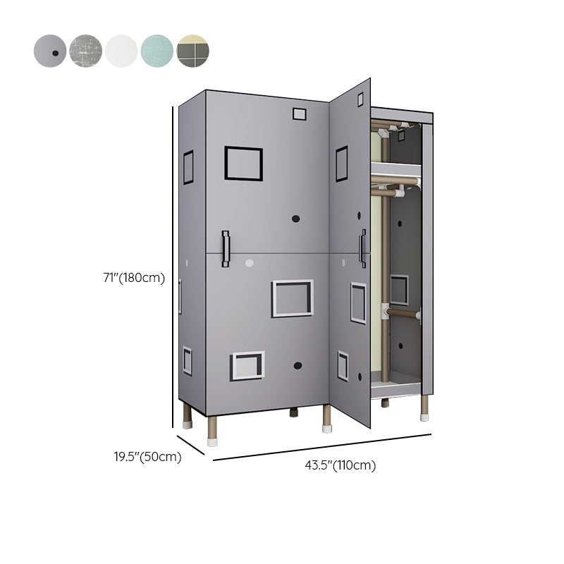 Foldable Freestanding Wardrobe Metal Frame Multifunctional Wardrobe for Bedroom