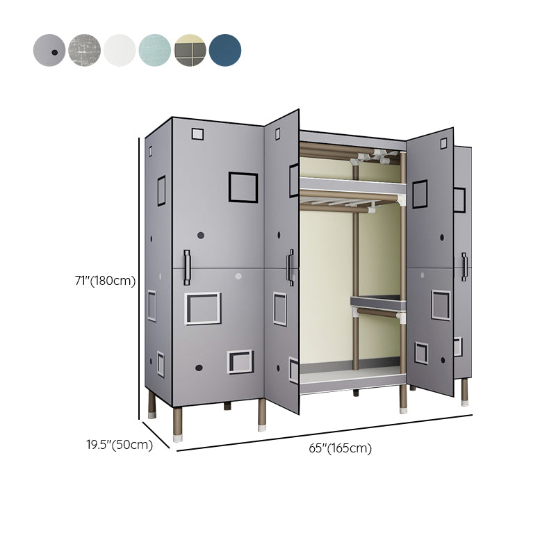 Foldable Freestanding Wardrobe Metal Frame Multifunctional Wardrobe for Bedroom