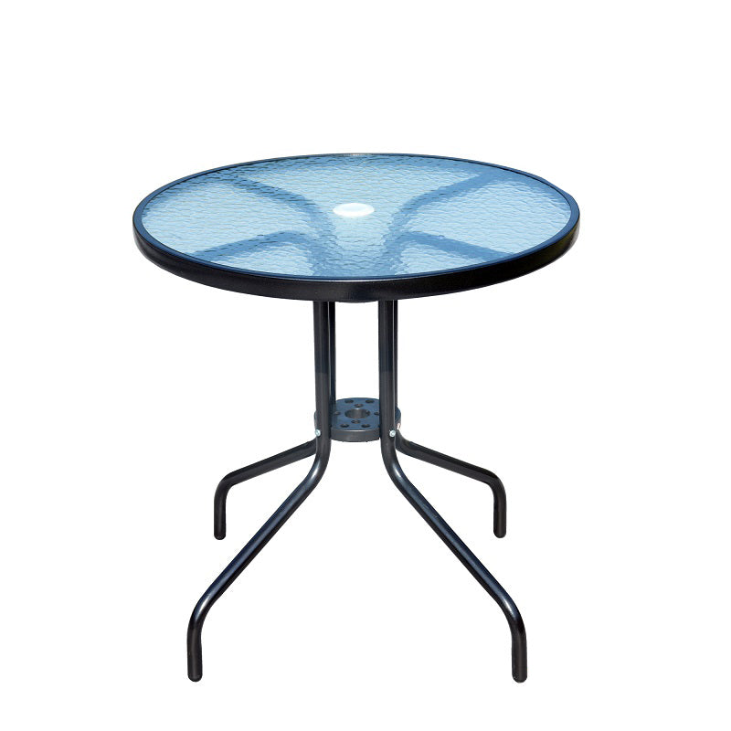 Modern Glass Patio Table Scratch Resistant Dining Table with Metal Base