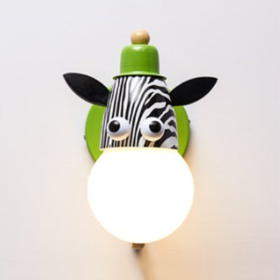 Dierenhoofd kleuterschool muur licht metaal metalen licht moderne schattige sconce lamp in groen