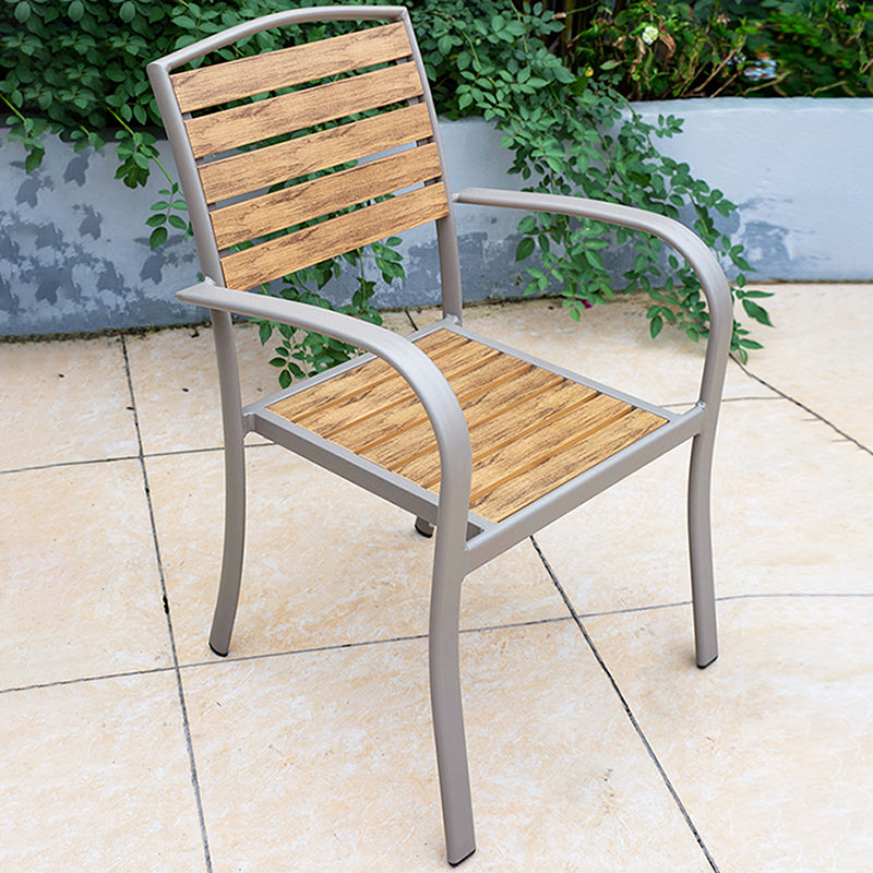 Modern Wood Patio Dining Table 1/2/7 Pieces Brown Dining Set for Courtyard