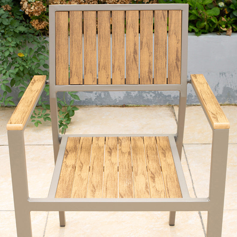 Modern Wood Patio Dining Table 1/2/7 Pieces Brown Dining Set for Courtyard