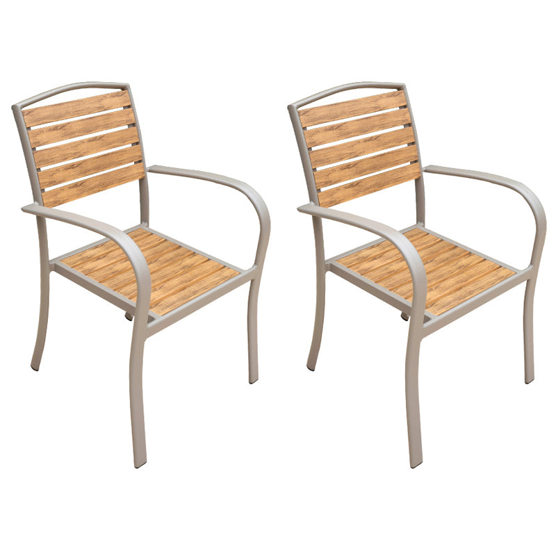 Modern Wood Patio Dining Table 1/2/7 Pieces Brown Dining Set for Courtyard