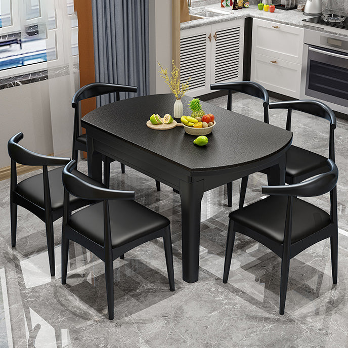Contemporary Kitchen Dinner Table Wood Dining Table with Leaf Extension