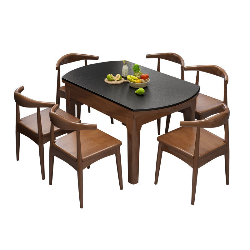 Contemporary Kitchen Dinner Table Wood Dining Table with Leaf Extension