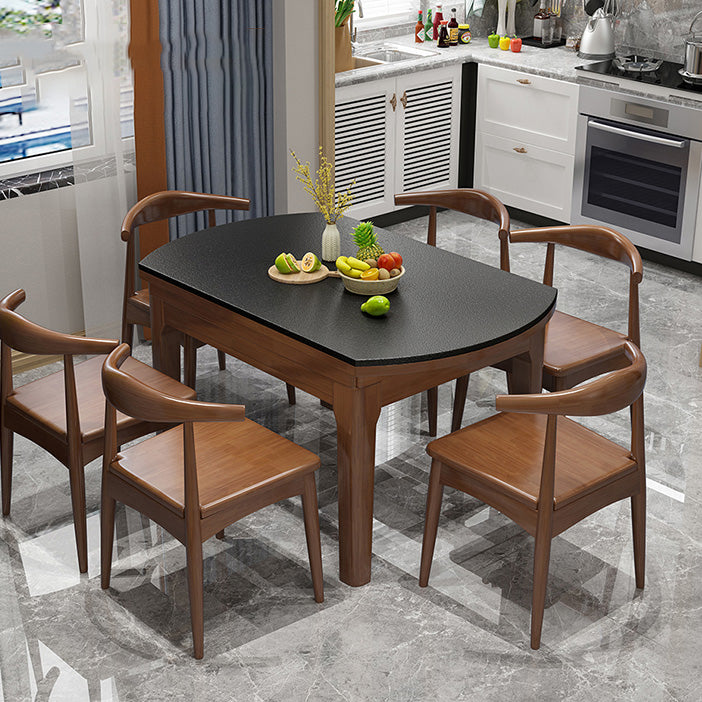 Contemporary Kitchen Dinner Table Wood Dining Table with Leaf Extension