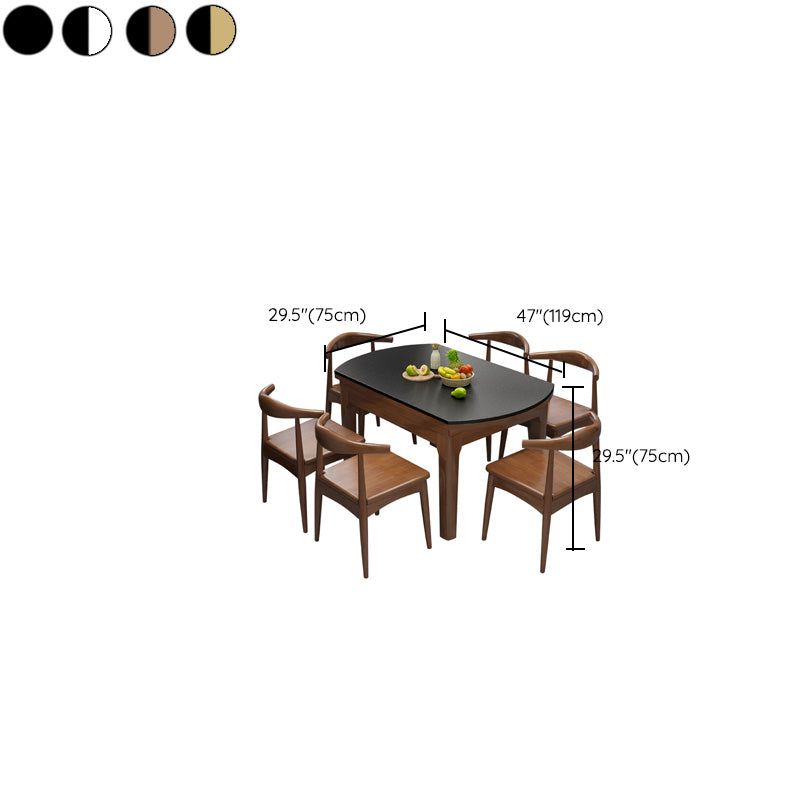 Contemporary Kitchen Dinner Table Wood Dining Table with Leaf Extension