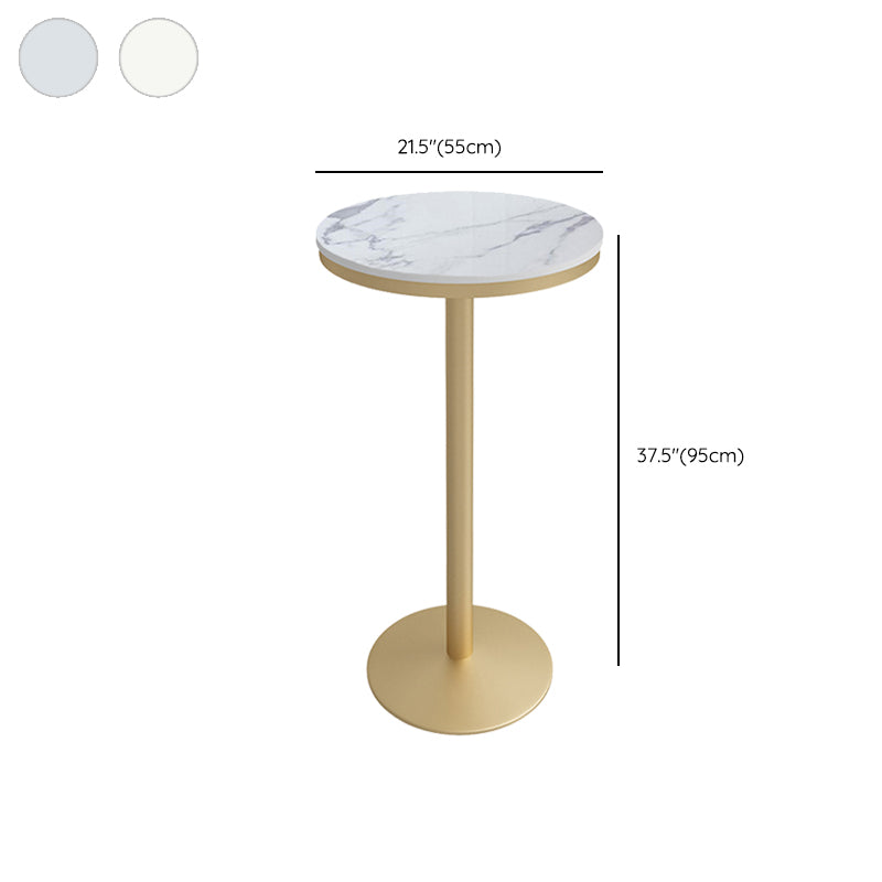 White Pub Table Set with Metal Chairs 1/2/3 Pcs Modern Round Bar Set