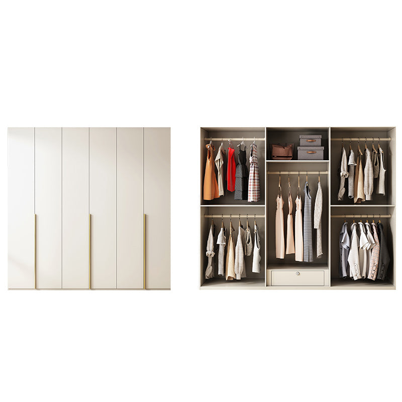 Modern Artificial Wood Wardrobe Freestanding Wardrobe in White