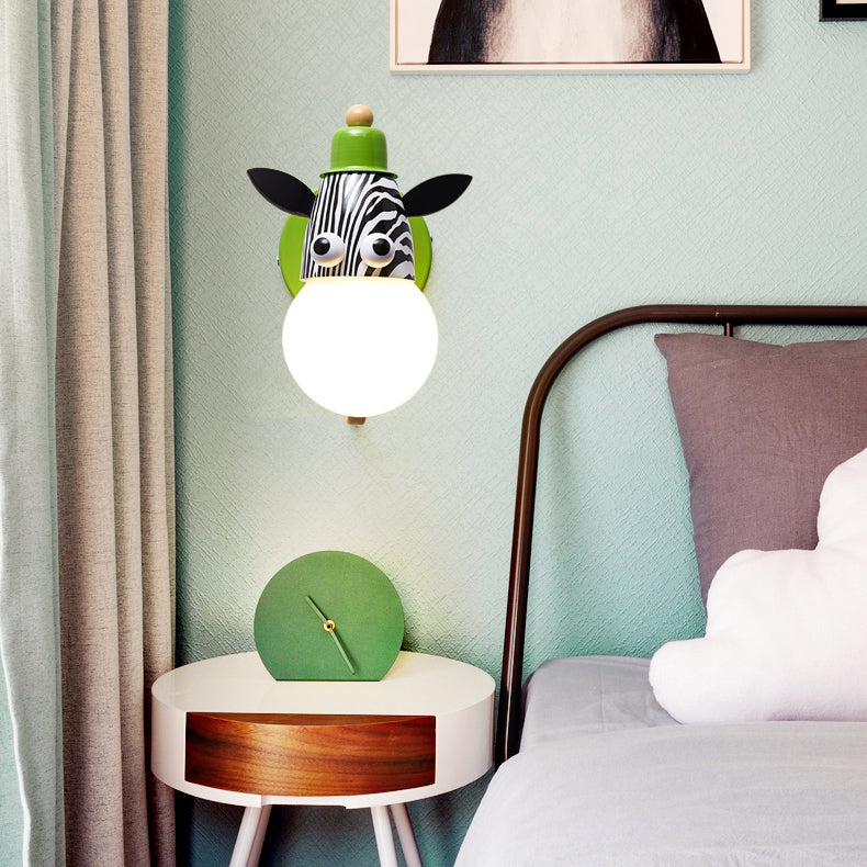 Dierenhoofd kleuterschool muur licht metaal metalen licht moderne schattige sconce lamp in groen