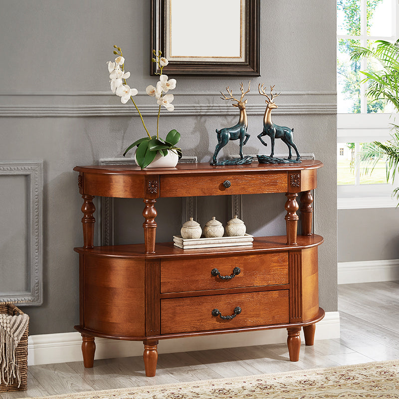 Mid Century Modern Wood Console Table Half Moon Console Accent Table for Hall