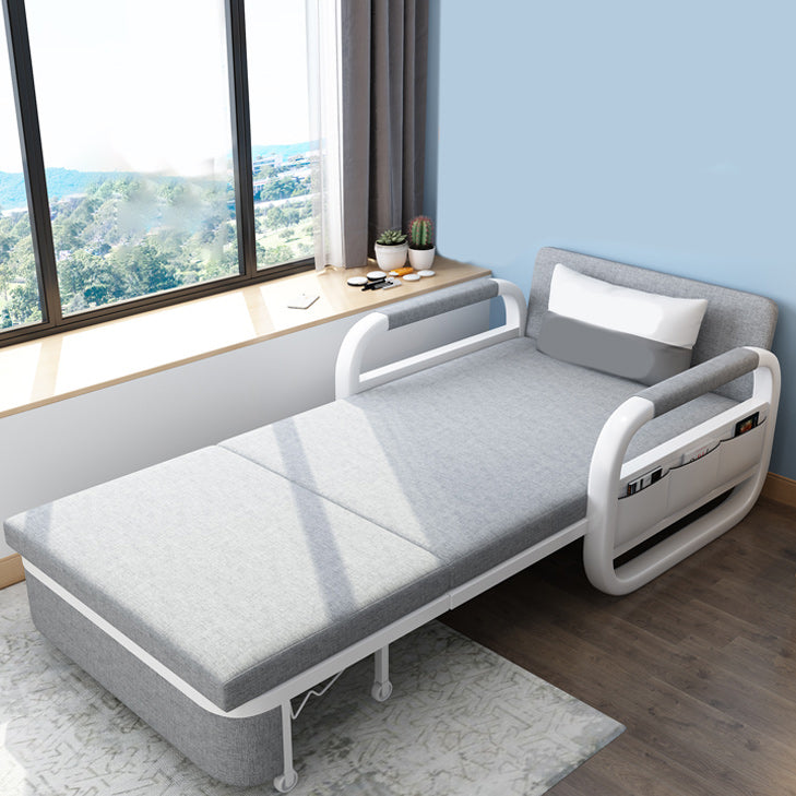 Contemporary Daybed Fabric Gray Storage No Theme Mattress Metal Kids Bed