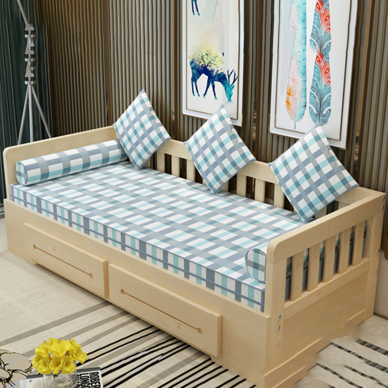 Contemporary Daybed Solid Wood Mattress No Theme Slat Headboard Storage