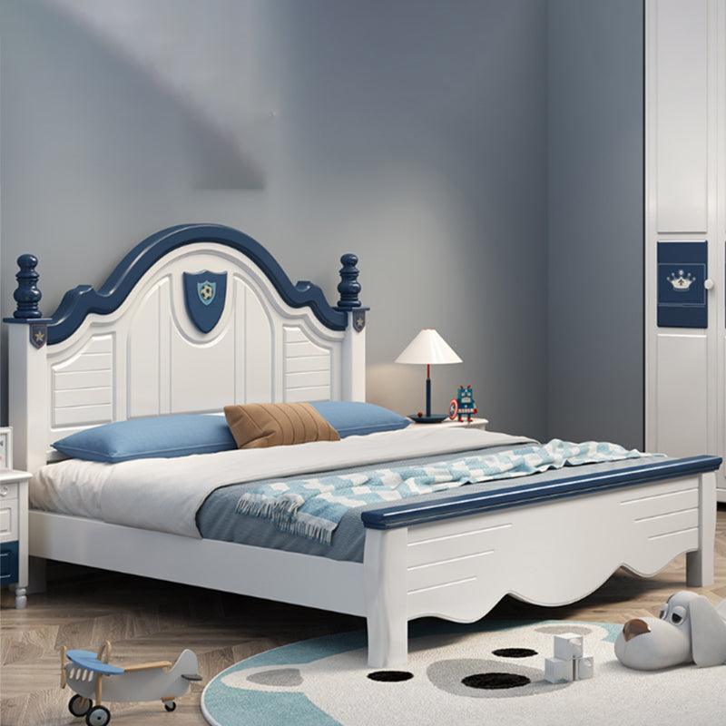 Contemporary Kids Bed Solid Wood Sports White Panel Headboard Mattress