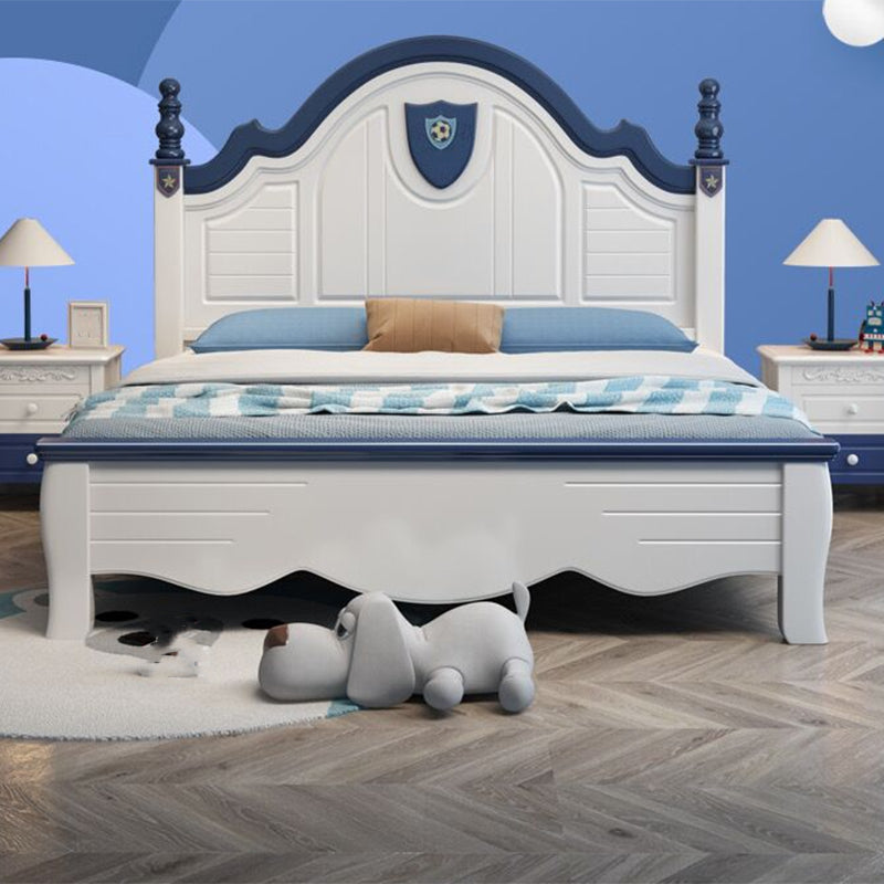 Contemporary Kids Bed Solid Wood Sports White Panel Headboard Mattress