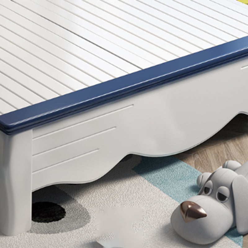 Contemporary Kids Bed Solid Wood Sports White Panel Headboard Mattress