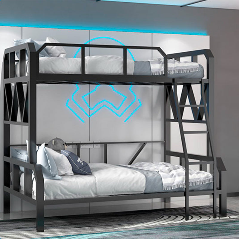 Contemporary Bunk Bed Metal with Guardrail Mattress Standard Slat Headboard