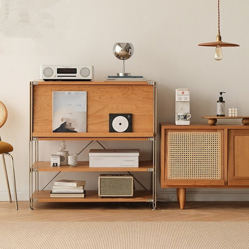 Open Back Horizontal Bookshelf Contemporary Solid Wood Bookshelf for Office