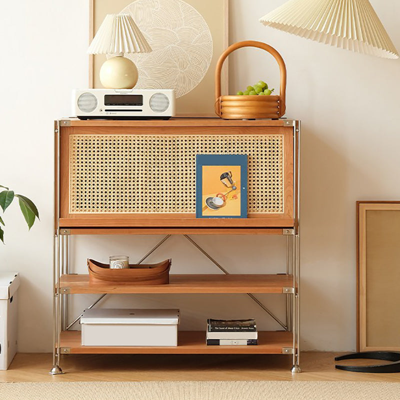 Open Back Horizontal Bookshelf Contemporary Solid Wood Bookshelf for Office