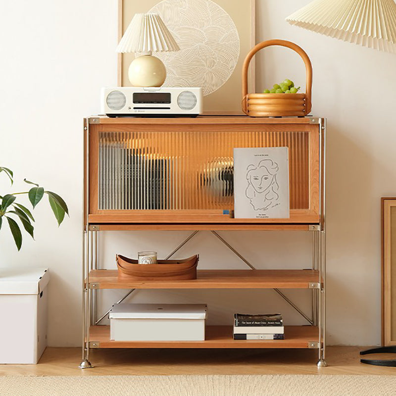 Open Back Horizontal Bookshelf Contemporary Solid Wood Bookshelf for Office