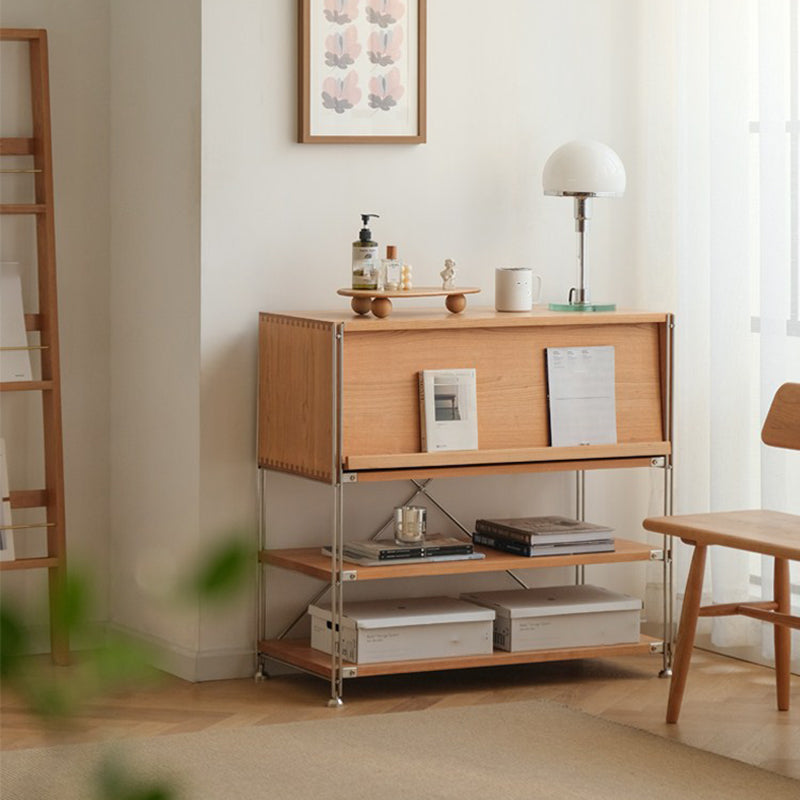 Open Back Horizontal Bookshelf Contemporary Solid Wood Bookshelf for Office