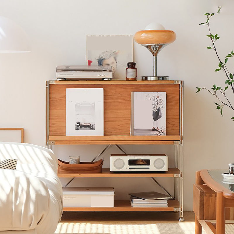 Open Back Horizontal Bookshelf Contemporary Solid Wood Bookshelf for Office