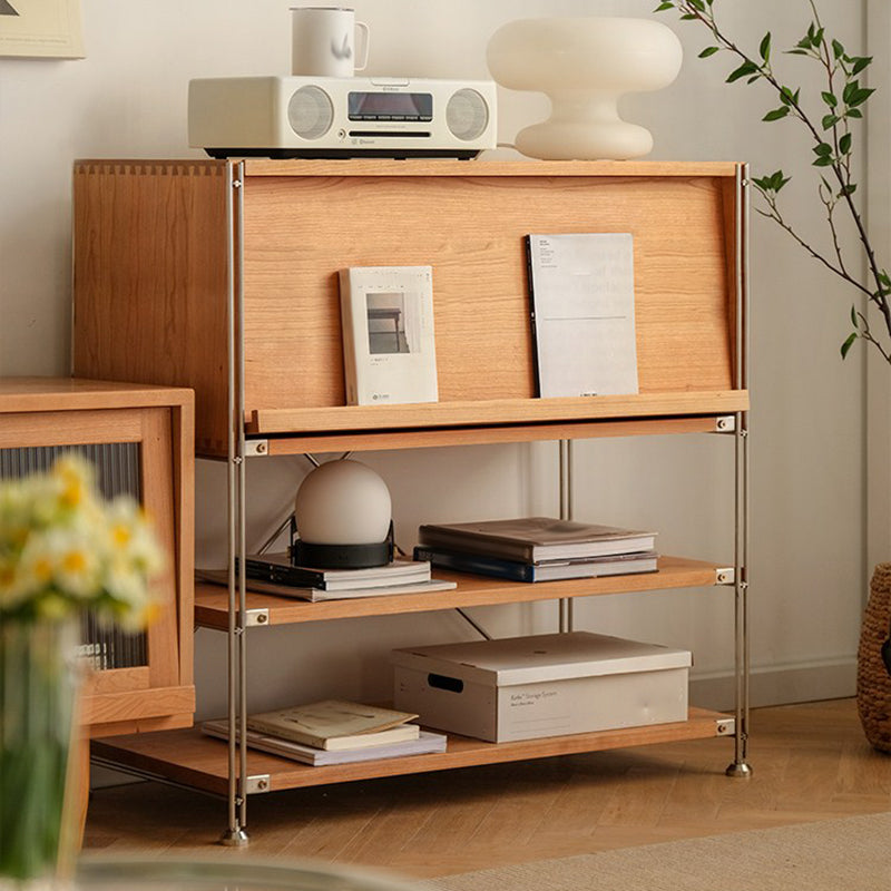 Open Back Horizontal Bookshelf Contemporary Solid Wood Bookshelf for Office