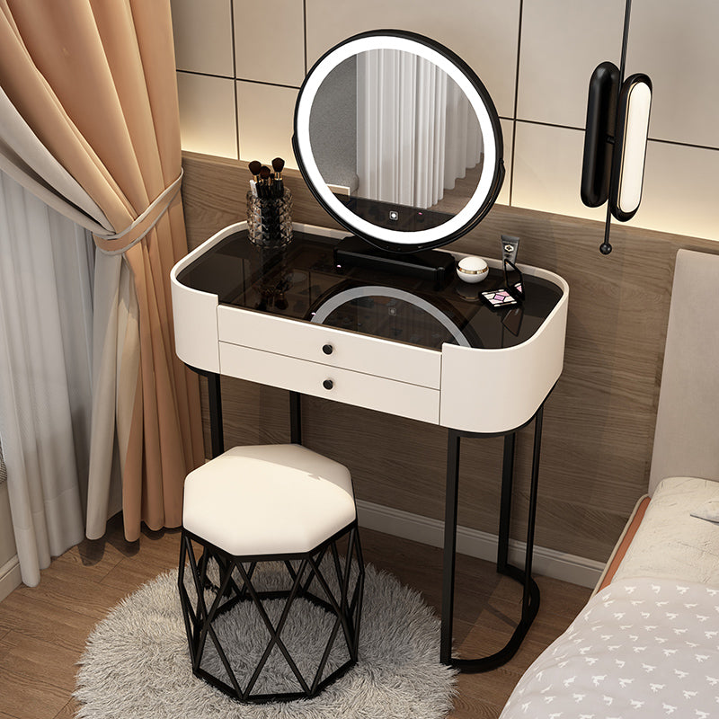 Contemporary Glass Vanity Dressing Table Bedroom Makeup Vanity Desk with Drawer