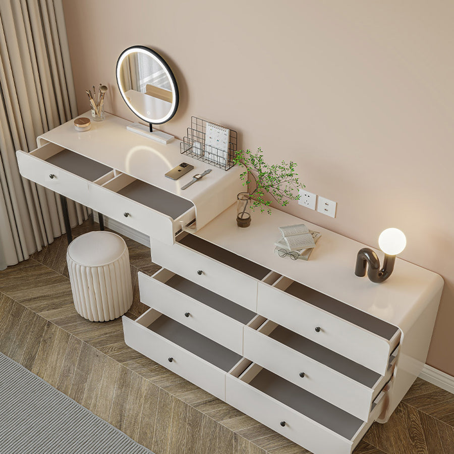 Modern Bedroom Vanity Dressing Table White Wood Makeup Vanity Desk with Drawer